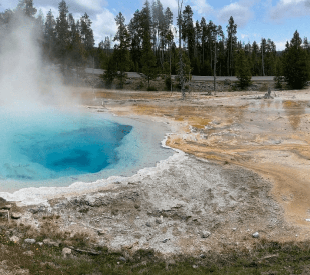 A clear, blue hot spring in Yellowstone National Park. Taken on a private tour with Teton Excursions in Yellowstone National Park.